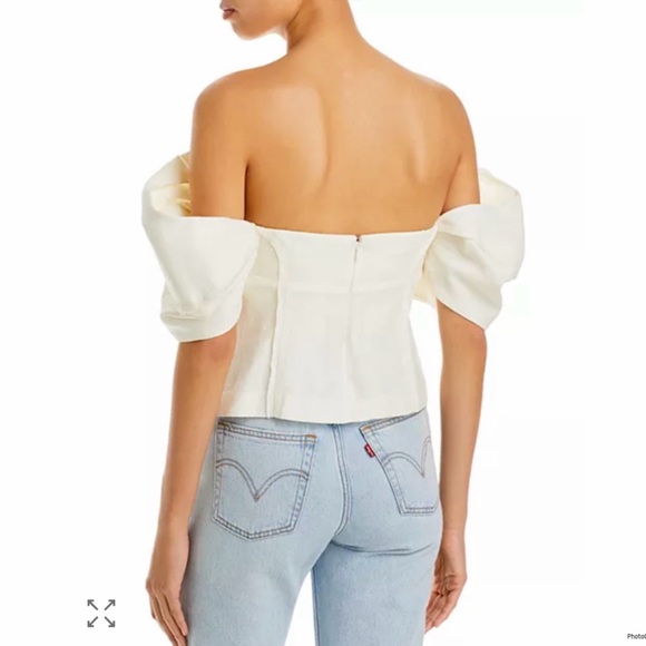 Cult Gaia Ivory Off the Shoulder Dramatic Puff Sleeve Abby Top Size XS NWT - Picture 5 of 11